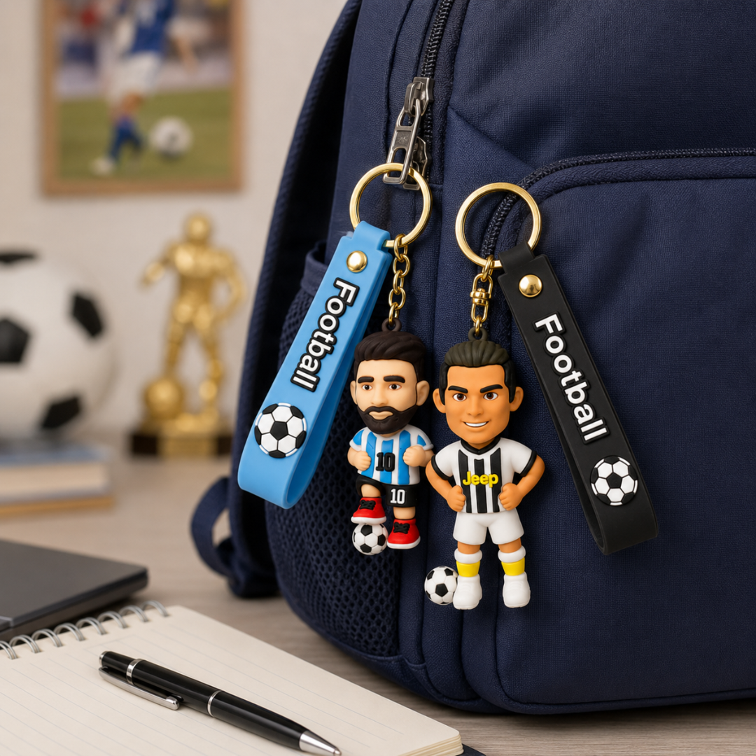 "Messi and Ronaldo White Jersey Keychain Set of 2 - Soccer Fan Gift | Wanna Party" - Image 7