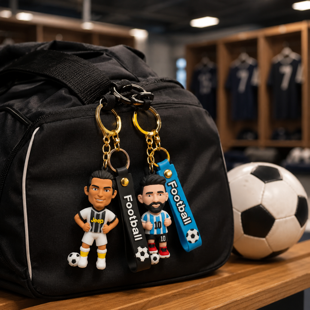 "Messi and Ronaldo White Jersey Keychain Set of 2 - Soccer Fan Gift | Wanna Party" - Image 8