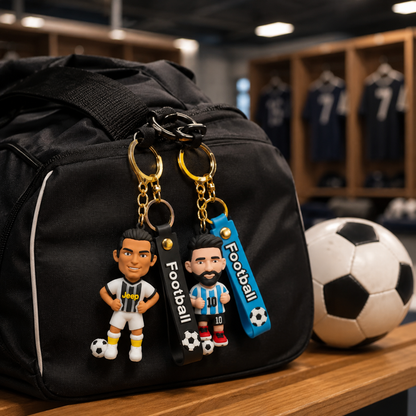 "Messi and Ronaldo White Jersey Keychain Set of 2 - Soccer Fan Gift | Wanna Party" - Image 8