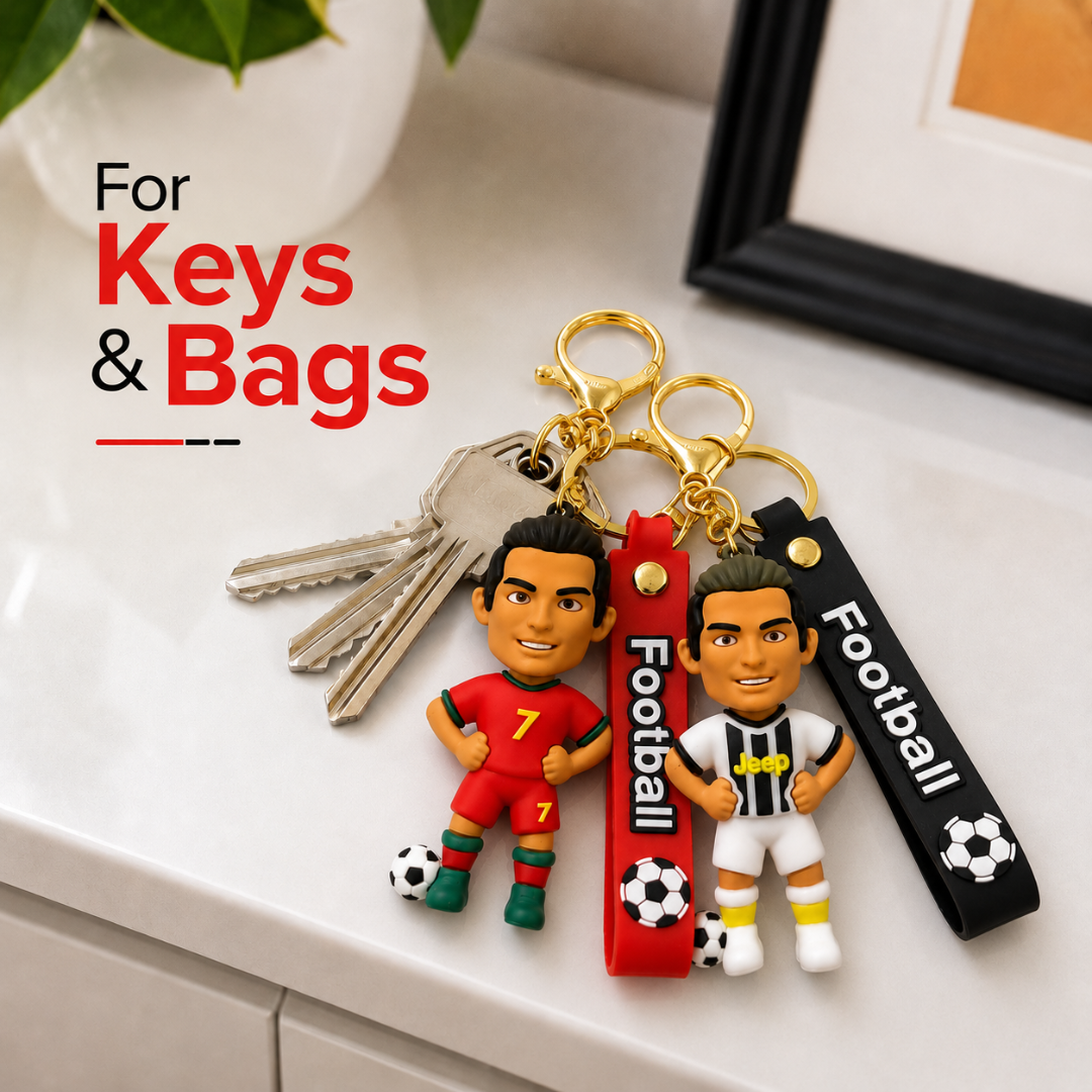 "Ronaldo Keychain Set Red and White Jersey Combo of 2 | Wanna Party" - Image 7