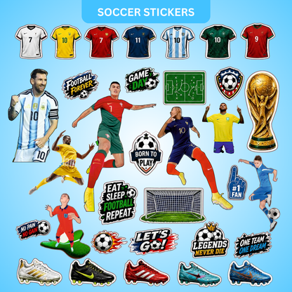 "Soccer Stickers 4 Sheets - Football Party Favors | Wanna Party" - Image 1