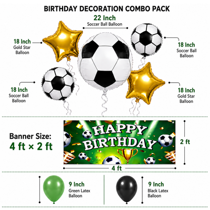 Soccer Theme Birthday Decoration Combo - 26PC