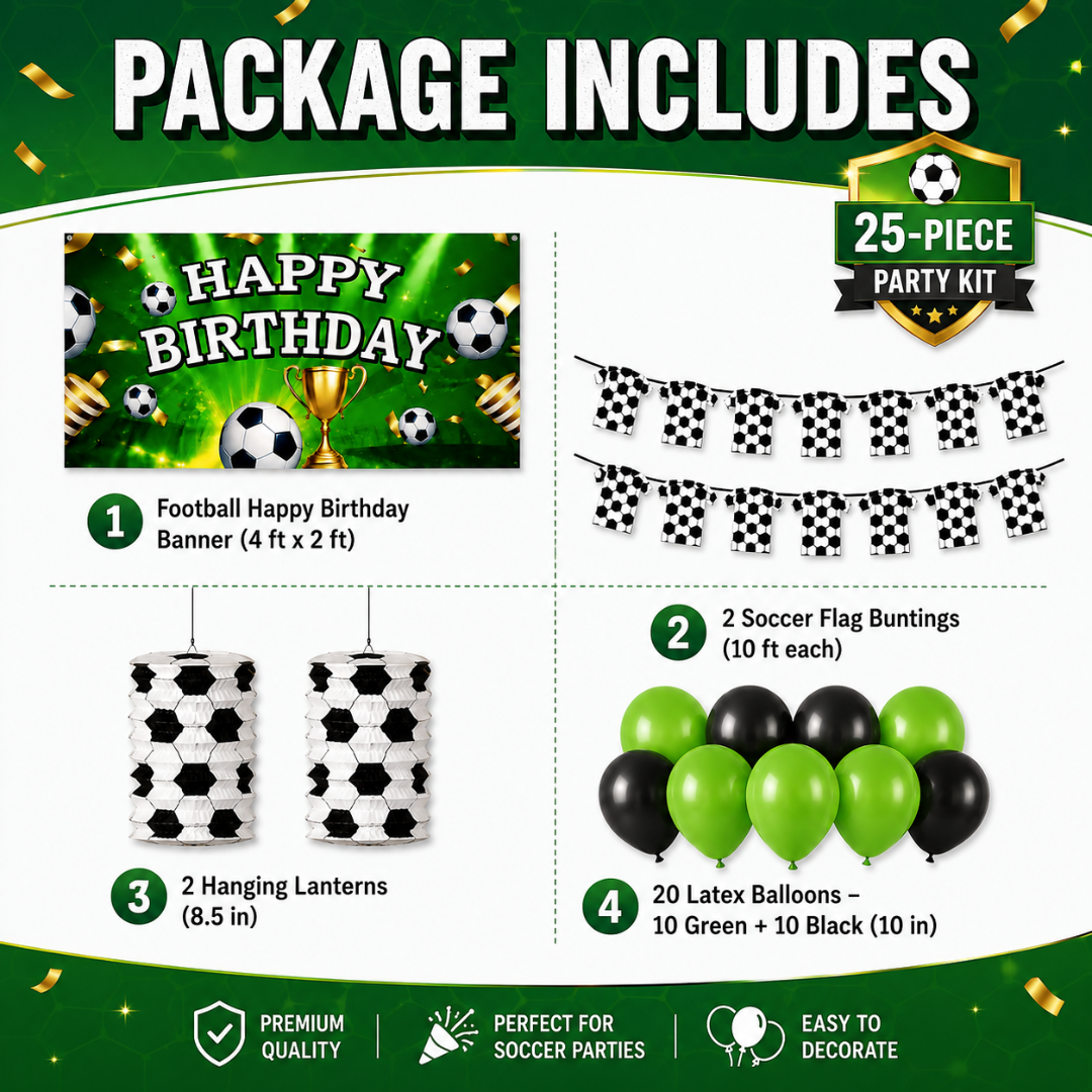 Soccer Theme Birthday Decoration Kit - 25PC