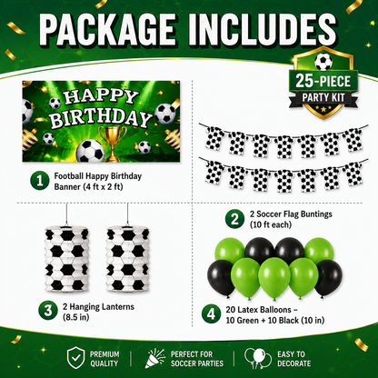 Soccer Theme Birthday Decoration Kit - 25PC