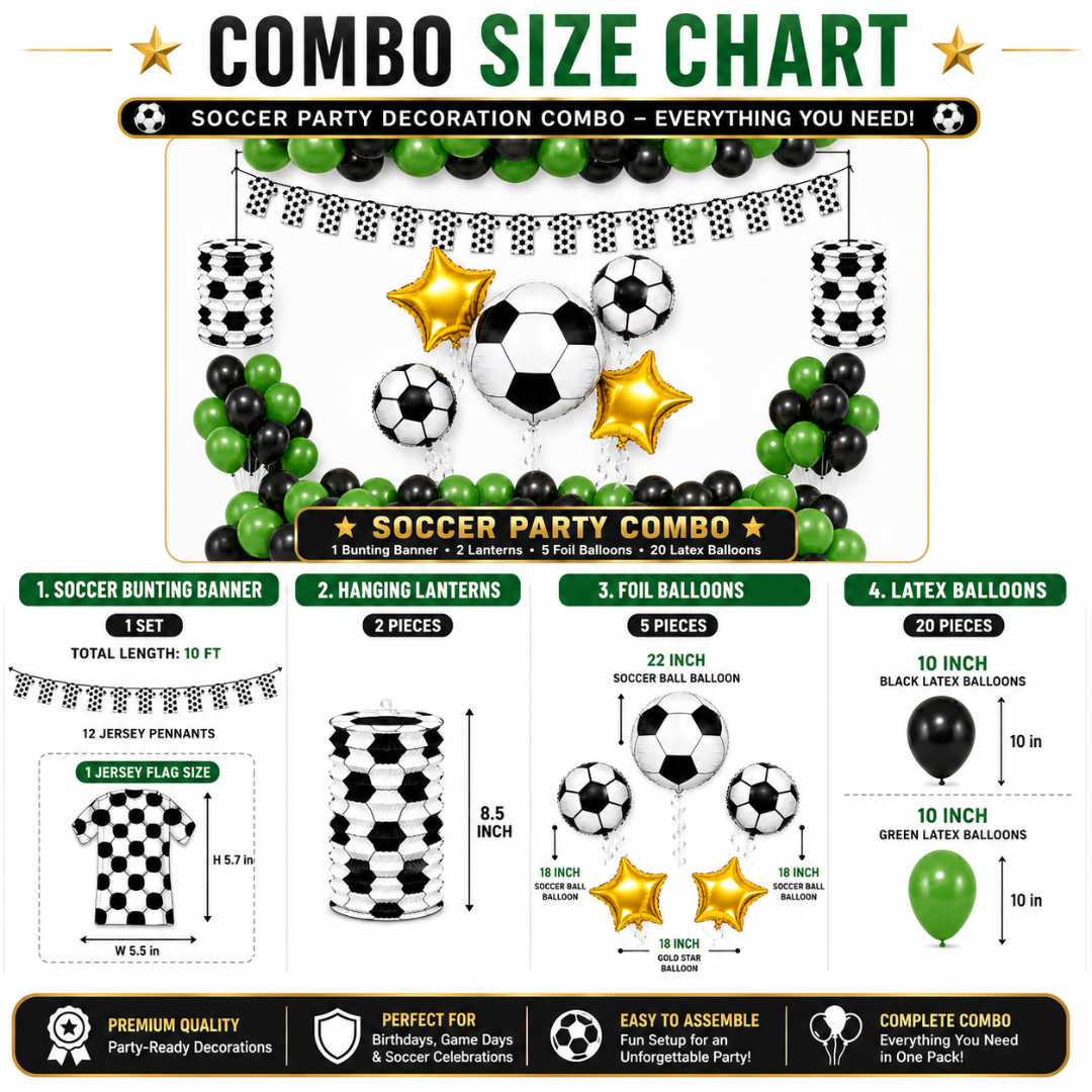 Soccer Theme Birthday Decoration Combo - 28PC