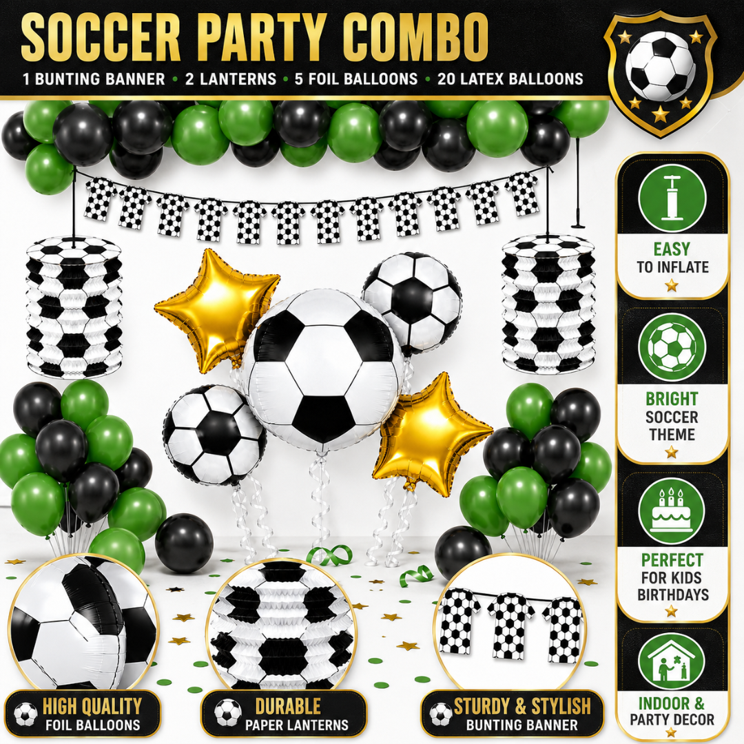 Soccer Theme Birthday Decoration Combo - 28PC