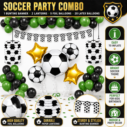 Soccer Theme Birthday Decoration Combo - 28PC