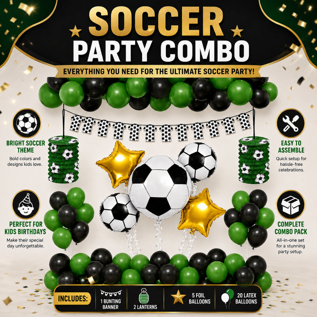 Soccer Theme Birthday Decoration Combo - 28PC