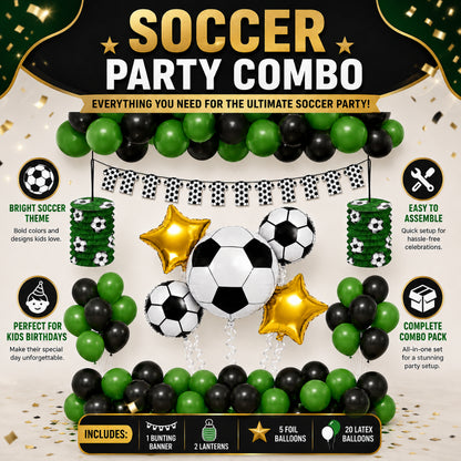 Soccer Theme Birthday Decoration Combo - 28PC