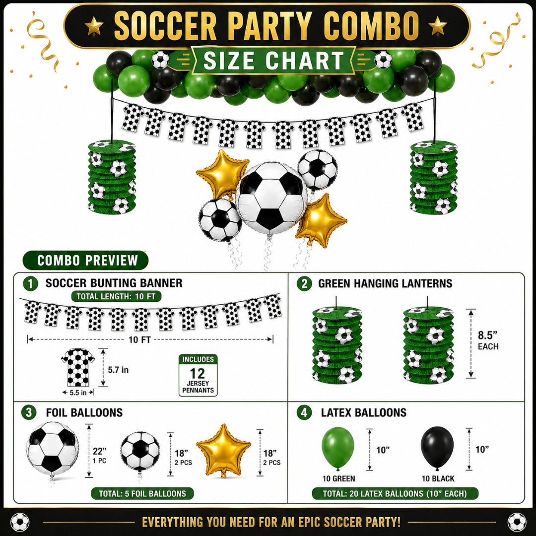 Soccer Theme Birthday Decoration Combo - 28PC