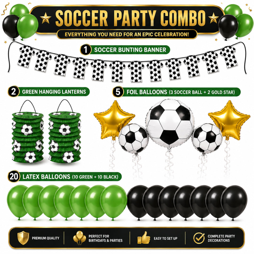 Soccer Theme Birthday Decoration Combo - 28PC