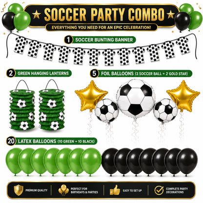Soccer Theme Birthday Decoration Combo - 28PC