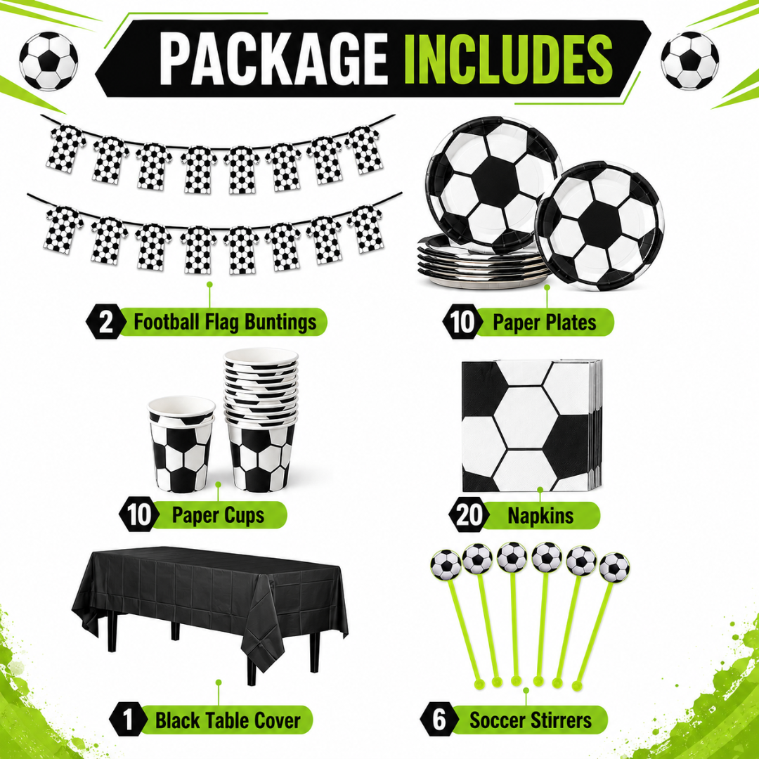 Soccer Theme Birthday Tableware Combo - 49PC