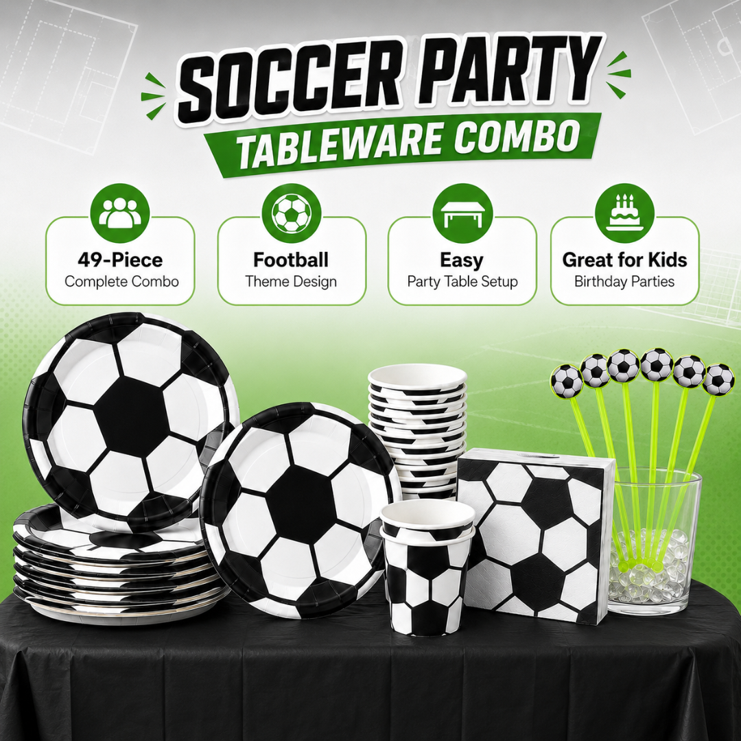 Soccer Theme Birthday Tableware Combo - 49PC