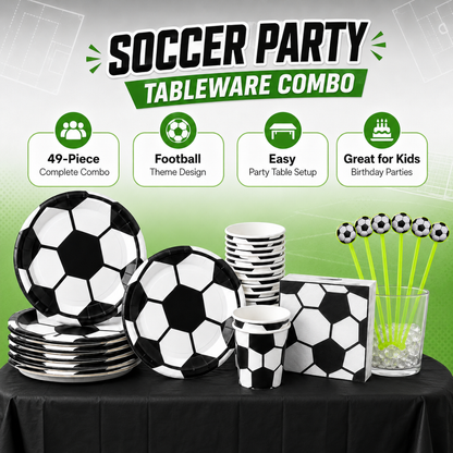 Soccer Theme Birthday Tableware Combo - 49PC