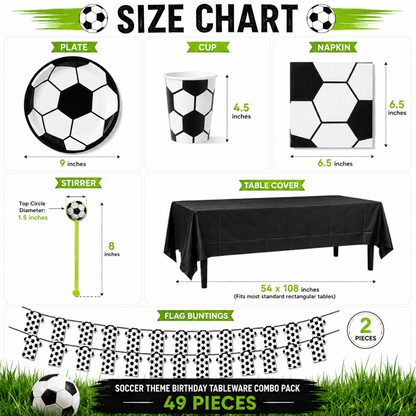 Soccer Theme Birthday Tableware Combo - 49PC