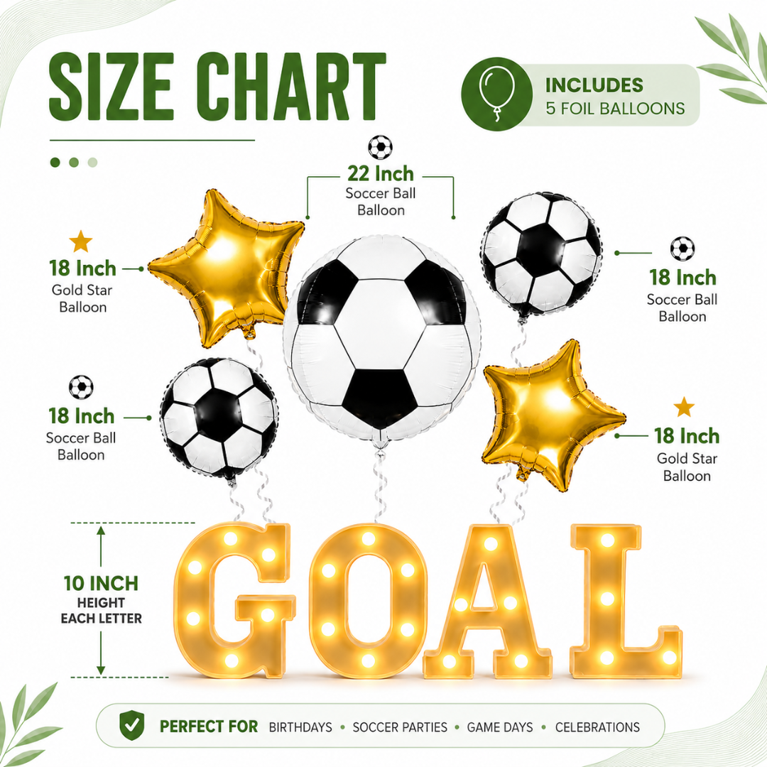 Soccer GOAL LED Light & Balloon Combo