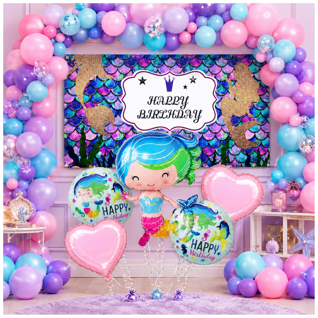 Mermaid Theme Birthday Decoration Combo - 36PC