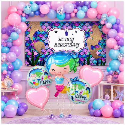 Mermaid Theme Birthday Decoration Combo - 36PC