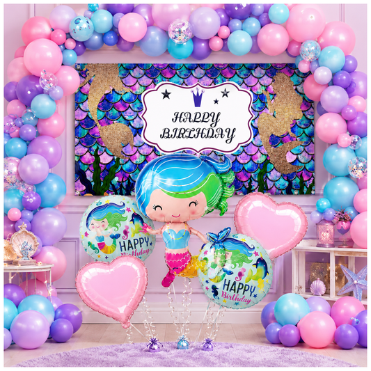 Mermaid Theme Birthday Decoration Combo - 36PC