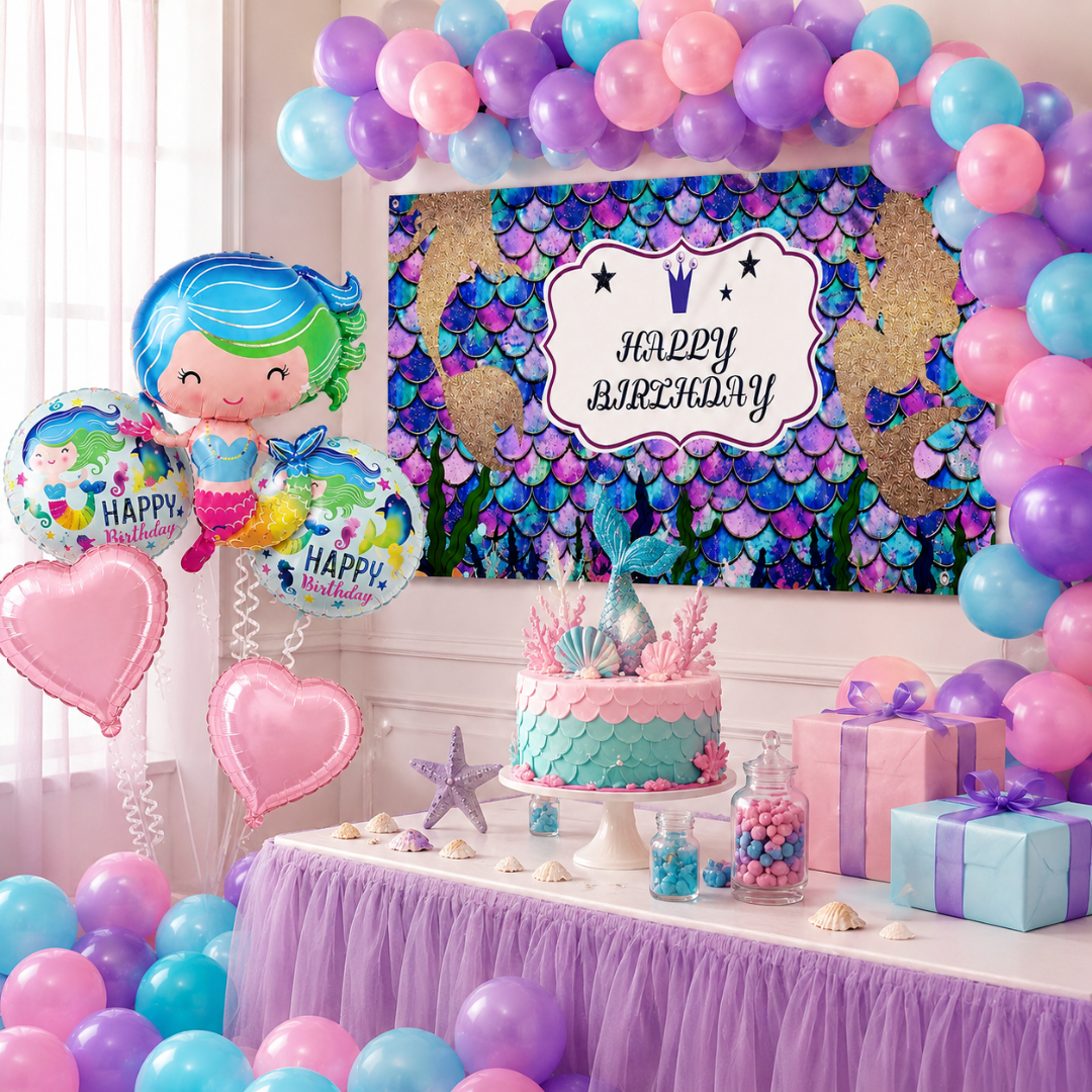 Mermaid Theme Birthday Decoration Combo - 36PC