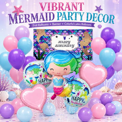 Mermaid Theme Birthday Decoration Combo - 36PC