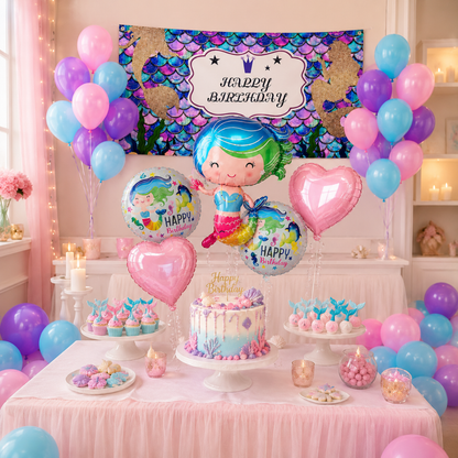 Mermaid Theme Birthday Decoration Combo - 36PC