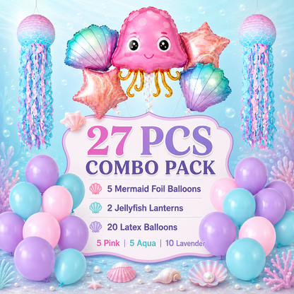 Mermaid Theme Birthday Decoration Combo - 27PC