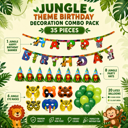 Jungle Theme Birthday Decoration Combo - 35PC