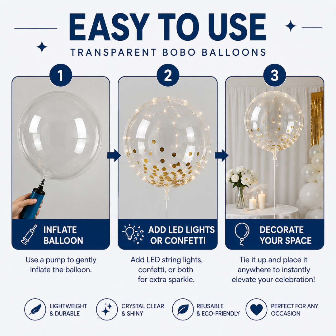 Transparent Bobo Balloons 20 Inch - 10PC