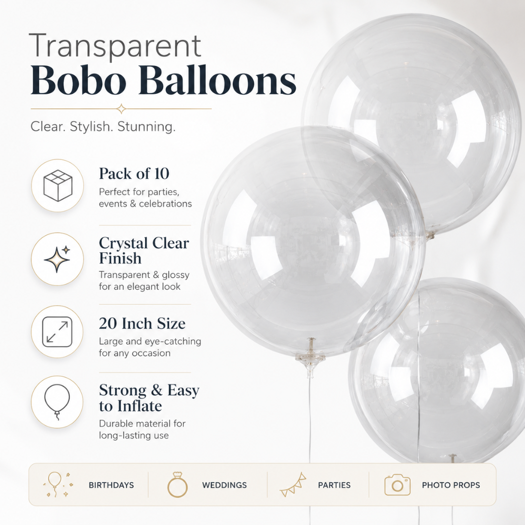 Transparent Bobo Balloons 20 Inch - 10PC