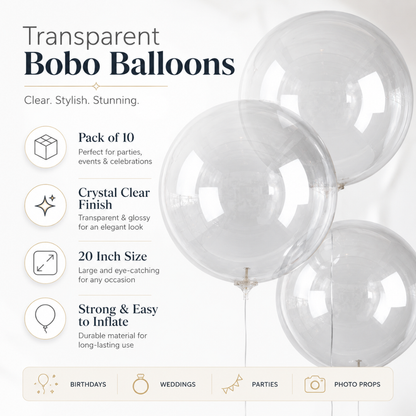 Transparent Bobo Balloons 20 Inch - 10PC