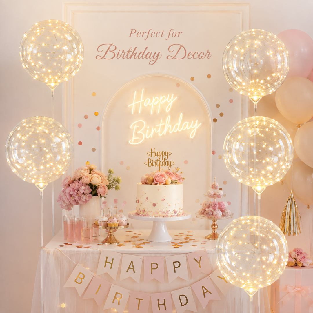 Transparent LED Bobo Balloons 20 Inch - 5PC