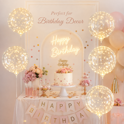 Transparent LED Bobo Balloons 20 Inch - 5PC