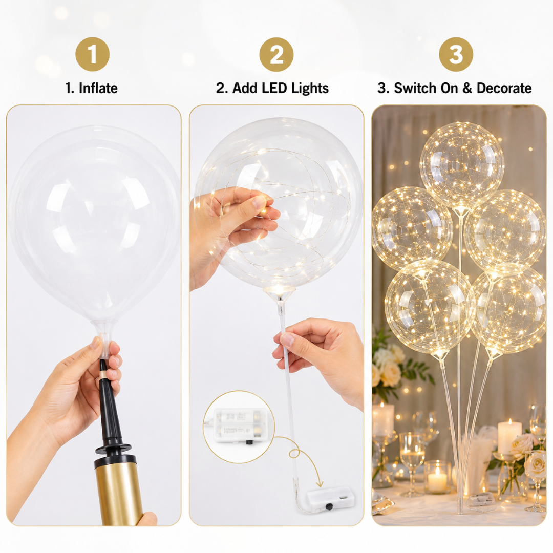 Transparent LED Bobo Balloons 20 Inch - 5PC