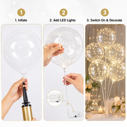 Transparent LED Bobo Balloons 20 Inch - 5PC