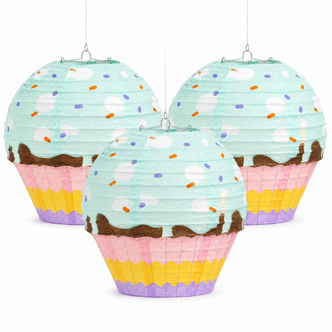 Cupcake Shaped Paper Lanterns - 3PC