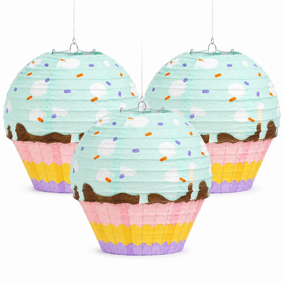 Cupcake Shaped Paper Lanterns - 3PC