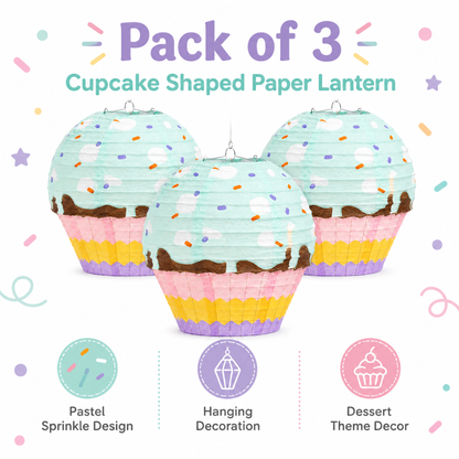Cupcake Shaped Paper Lanterns - 3PC