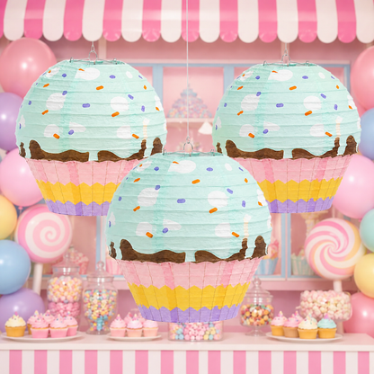 Cupcake Shaped Paper Lanterns - 3PC