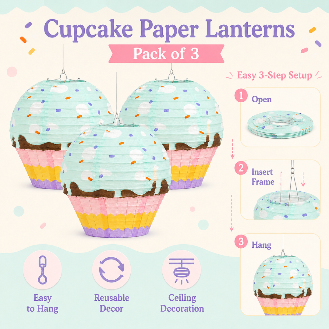 Cupcake Shaped Paper Lanterns - 3PC