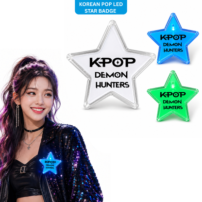 Korean Pop Inspired LED Light-Up Star Badge | Flashing Glow Badge for Kids and Adults | Return Gift & Party Favour - 1PC
