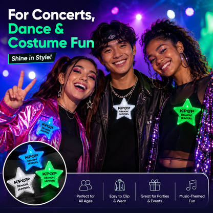Korean Pop Inspired LED Light-Up Star Badge | Flashing Glow Badge for Kids and Adults | Return Gift & Party Favour - 1PC