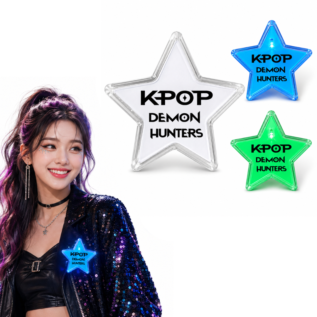 Korean Pop Inspired LED Light-Up Star Badge | Flashing Glow Badge for Kids and Adults | Return Gift & Party Favour - 1PC