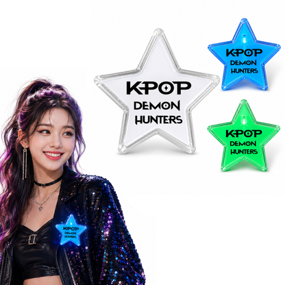 Korean Pop Inspired LED Light-Up Star Badge | Flashing Glow Badge for Kids and Adults | Return Gift & Party Favour - 1PC