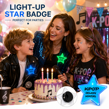 Korean Pop Inspired LED Light-Up Star Badge | Flashing Glow Badge for Kids and Adults | Return Gift & Party Favour - 1PC
