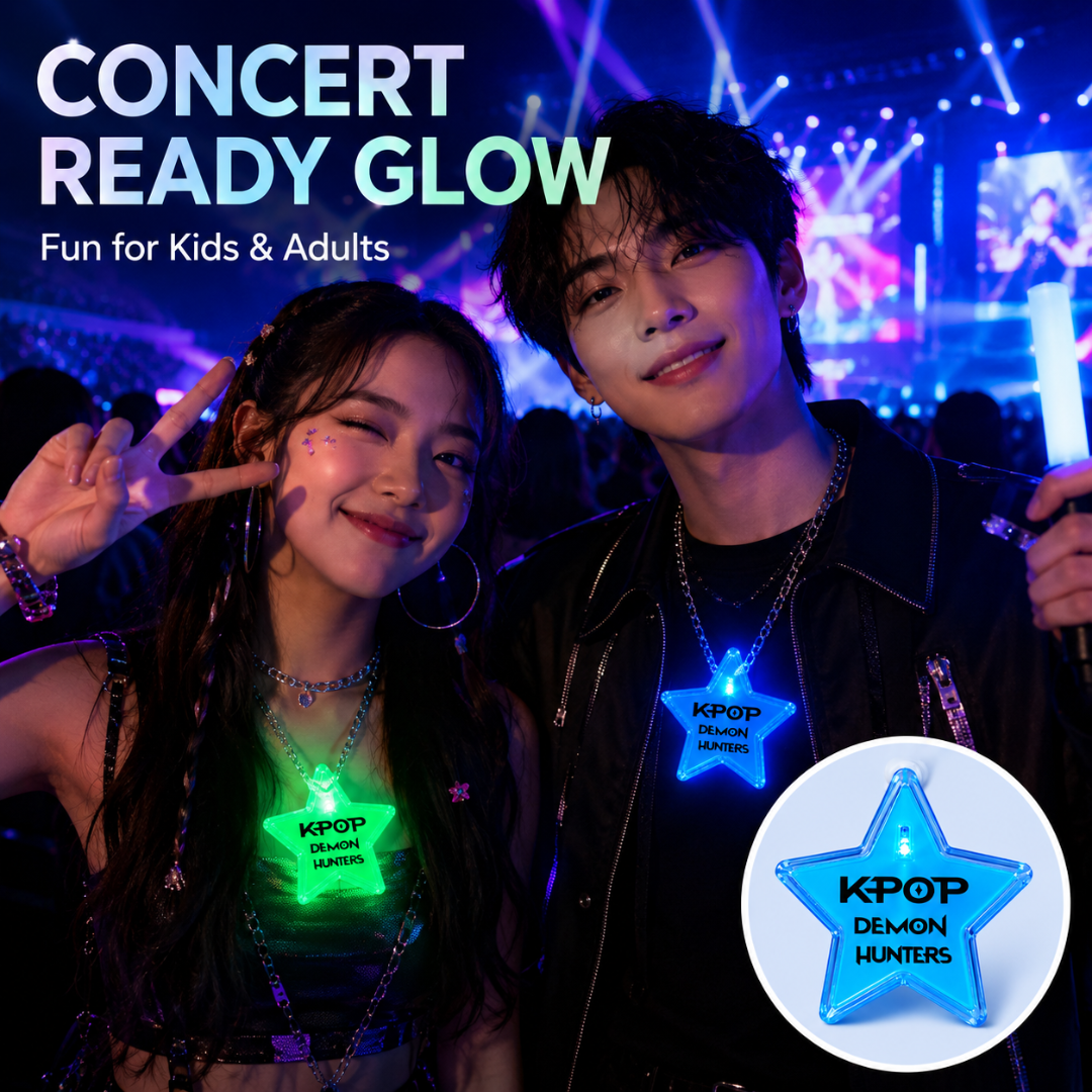 Korean Pop Inspired LED Light-Up Star Badge | Flashing Glow Badge for Kids and Adults | Return Gift & Party Favour - 1PC