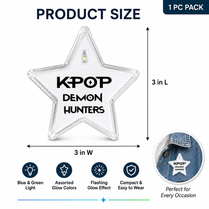 Korean Pop Inspired LED Light-Up Star Badge | Flashing Glow Badge for Kids and Adults | Return Gift & Party Favour - 1PC