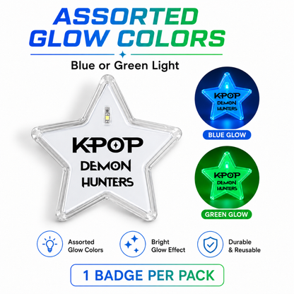 Korean Pop Inspired LED Light-Up Star Badge | Flashing Glow Badge for Kids and Adults | Return Gift & Party Favour - 1PC