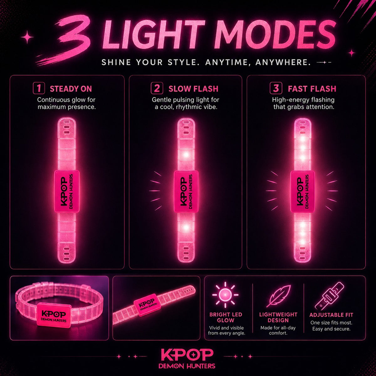 KPOP Demon Hunters LED Wrist Band - 1PC